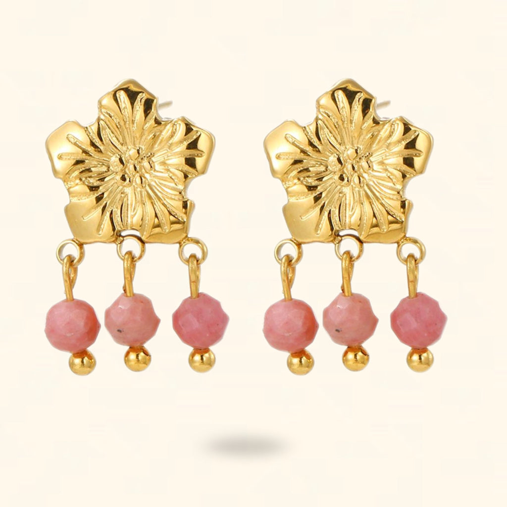 PENDIENTES CLARISA DORADO PIEDRA NATURAL