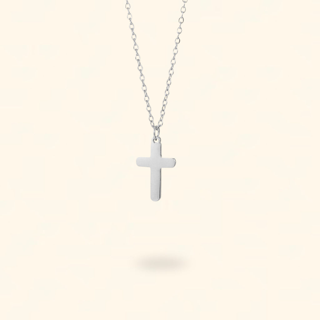 COLLAR CRUZ PLATEADO