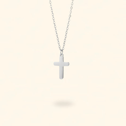 COLLAR CRUZ PLATEADO