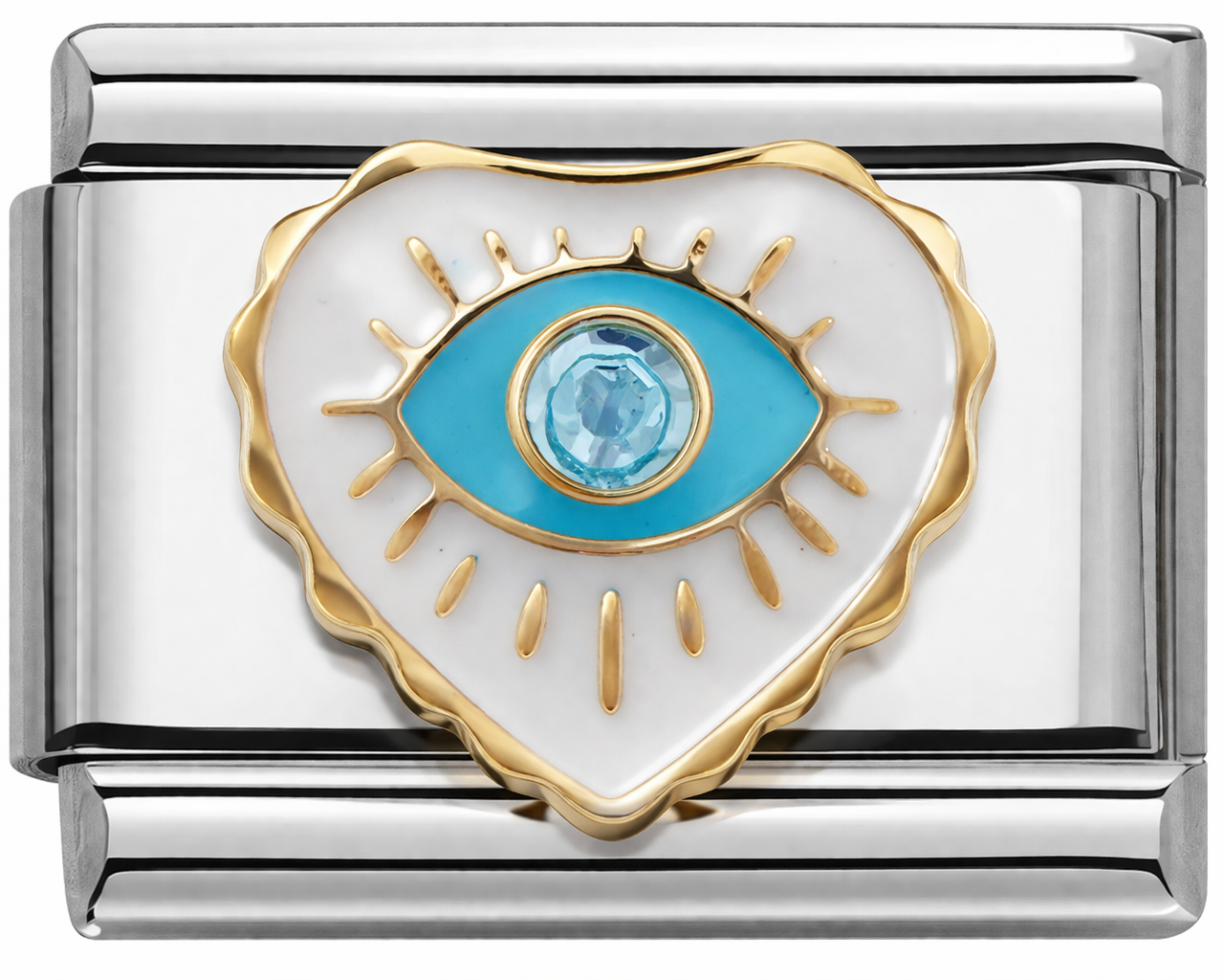 AMULETO CORAZÓN Y OJO PLATEADO